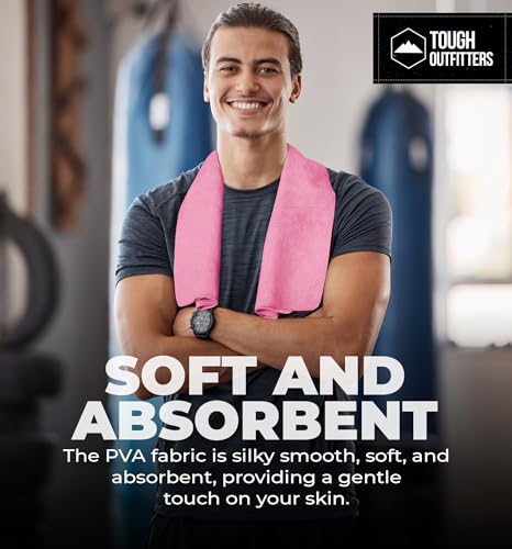 Tough Outfitters Quick Dry Towel - Travel Towel Fast Drying Lightweight - Compact Microfiber Towels for Body Camping Swim Beach Camp Backpacking - Quick Dry for Swimmers - color: Large - 26" X 17" - Pink