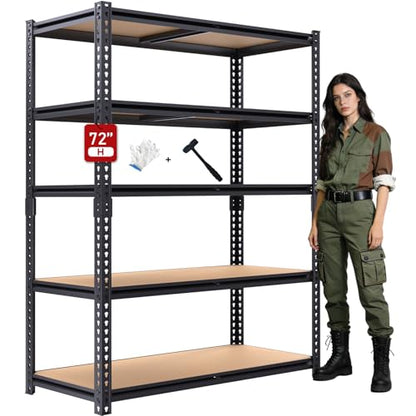 72" H Storage Shelves,Storage Shelves Heavy Duty,2400LBS Metal Shelving Units,Adjustable Garage Shelving Heavy Duty for Garage Storage,Warehouse,16"x35.5"x72 - size: 16"x35.5"x72"