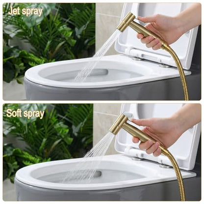 Gold Handheld Bidet Sprayer for Toilet,Stainless Steel Handheld Sprayer Kit With Adjustable Pressure For Personal Hygiene, Pet Bathing, Bathroom Cleaning