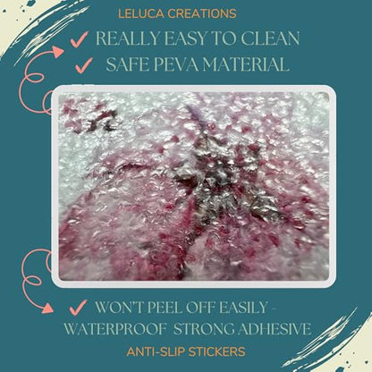 Handmade NON SLIP BATHTUB STICKERS, 18 PCS Sakura Cherry Blossom Decals, Alternative to Shower Mat, Waterproof Adhesives, Anti Slip Shower Stickers, Tubs, Stairs - Safety Tub Non Slip Stickers