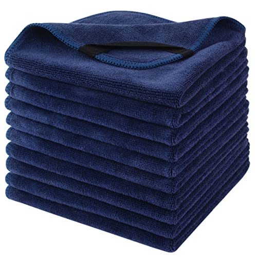 Microfiber Facial Cloths Fast Drying Washcloth 12inch x 12inch (Pack of 10, Navy Blue) - color: Navy Blue, size: 1 Count (Pack of 10)