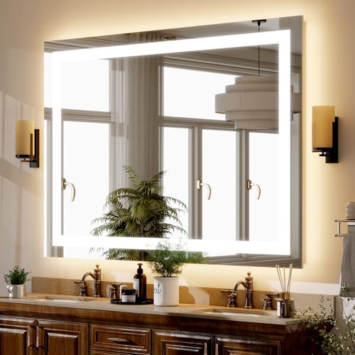 LED Bathroom Mirror 30"x40" Lighted Bathroom Vanity Mirror with Lights | Dimmable Front Lit&Backlit, 3 Color Wall Mounted Anti-Fog Lighted Mirror, Memory Function, Shatterproof Tempered Glass - size: 40"L x 30"W