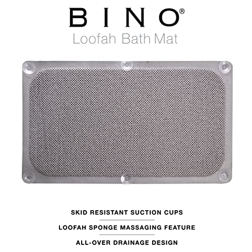 BINO | Loofah Non-Slip Bath Mat for Tub - Light Grey | Spa-Inspired Comfort, Quick-Drying, Secure Suction Cups | Exfoliating Shower Mat for a Luxurious and Safe Bathing Experience - color: Light Grey