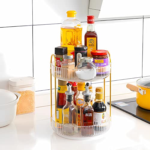 360 Rotating Makeup Organizer for Vanity 2 Tier, Easy to Assemble Spinning Bathroom Organizer, High-Capacity Skincare Perfume Organizers Cosmetic Display Case,Fits Countertop and Bathroom