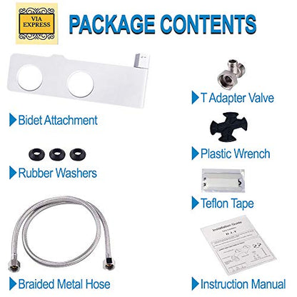 Slim Bidet Toilet Seat Attachment kit, W/Adjustable Pressure Control, Retractable Self Cleaning Nozzle, Accessories included Teflon tape & wrench