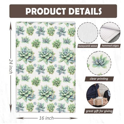 Sage Green Succulent Plant Hand Towels for Bathroom Kitchen, Green Botanical Kitchen Dish Towels, Plant Lovers Mom Lady Gardening Gifts for Women, 16x24 Inches - color: Floral-b