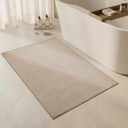 Triohero Large Bathroom Rugs Non Slip Washable Bath Rugs Super Absorbent Bathroom Rug Thin Quick Dry Low Pile Bath Mats, Beige 36x48 - color: Beige New, size: 36"x48"