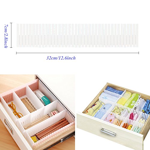 8pcs DIY Plastic Drawer Organizer Adjustable Drawer Dividers for Home Tidy Closet, Socks, Underwear, Office School Supplies, Kitchen Utensil Tools (White) - color: White
