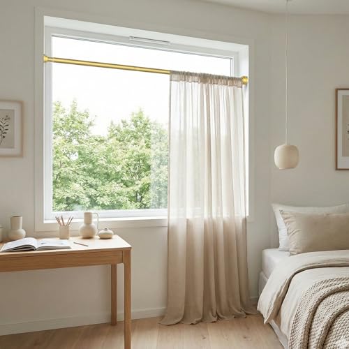 Shower Curtain Rod 45-77 Inch Gold Shower Rod Tension Rod Adjustable | Curtain Rod No Drilling Tension Curtain Rod Shower Rods for Bathroom Tension Shower Curtain Rod - color: Gold, size: 45" to 77"-1Pcs
