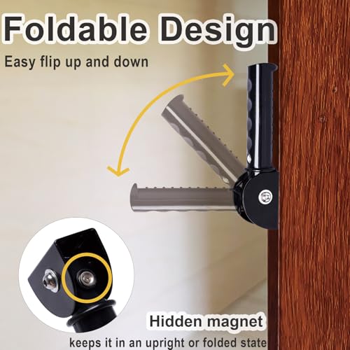 Flip Up Grab Bars for Doorway, Extended Folding Stairs Assist Handle, Ergonomic Non-Slip Grab Handle, Great for Elderly, Handicap, Parkinson's, Support Up to 300 Pounds, Black