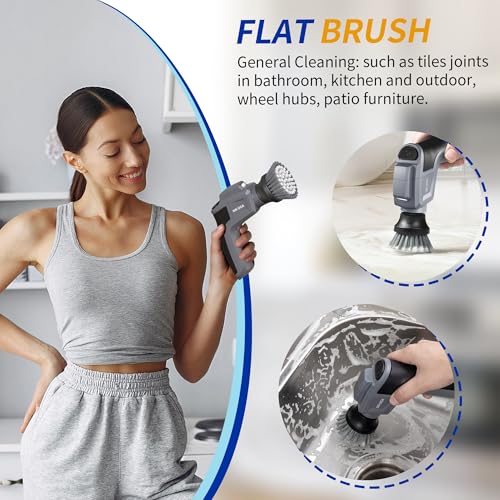 MR.SIGA Electric Spin Scrubber Flat Brush Refills, 3 Pack | Effectively remove stubborn dirt and grime from various surfaces
