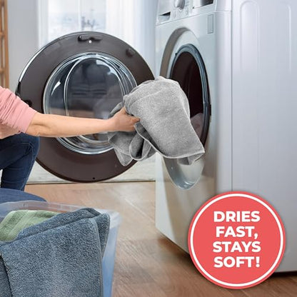 TEXTILOM 100% Turkish Cotton 6 Pcs Luxury Bath Towels, Soft & Absorbent Bathroom Towels Set (2 Bath Towel, 2 Hand Towel, 2 Washcloths)- Light Grey - color: Light Grey, size: 6 Pcs Towel Set