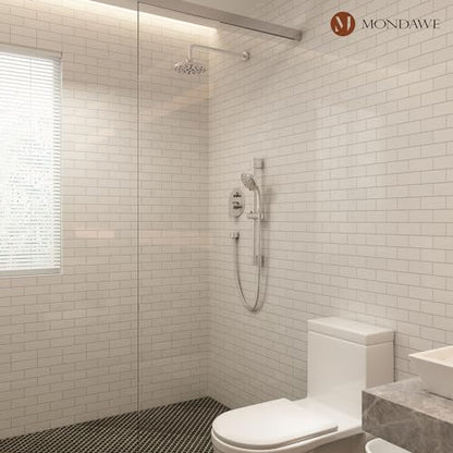 MONDAWE 8 Inch Wall Mounted Shower Faucet Set in Brushed Nickel, Rainfall Shower Head with 3-Setting Handheld Spray Shower Set Combo, High Pressure Shower System with Solid Brass Valve - color: Brushed Nickel, style: 8 IN - Without Tub Spout