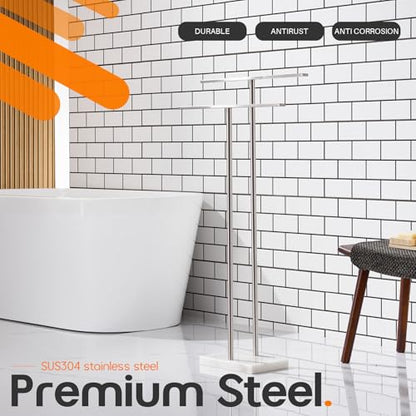 Free Standing Towel Rack Brushed Nickel 2-Tier Towel Holder for Bathroom Floor Stand with Heavy Marble Base Thicken Steady Design Stainless Steel AN7005BR - color: Brushed Nickel
