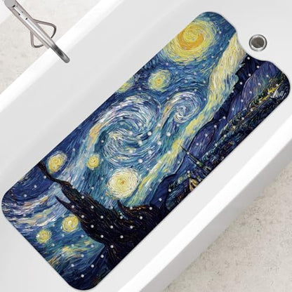 SHUCHING Blue Bath Mat for Tub Non Slip-40x16 Inch, Starry Sky | Bathtub Mat for Elderly Mold Free, Long Shower Mat for Inside Shower with Suction Cup, Machine Washable - color: Starry Sky
