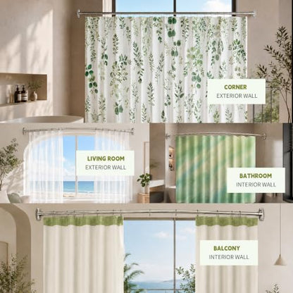 Brushed Nickel Curved Shower Curtain Rod for Bathroom 33-78 In Adjustable Rounded Shower Rod, RustProof Stainless Steel Non-Slip Bowed Shower Rods for Bathtub, Stall Extra Shower Space Need Drilling - color: Brush Nickel