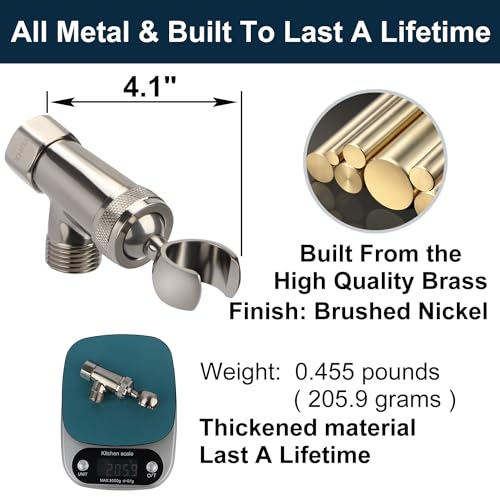 All Metal Shower Head with Handheld - 72" Long Hose, High Pressure Sprayer | Hand HeId Showerhead Spray, Solid Outdoor Showerheads and Brass Holder, Brushed Nickel - color: Brushed Nickel