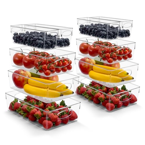 Sorbus Clear Plastic Organizing Bins 10-Pack, Clear Bins, Refrigerator & Pantry Organizer - size: Small/Medium/Large/XL, style: 10 Pack