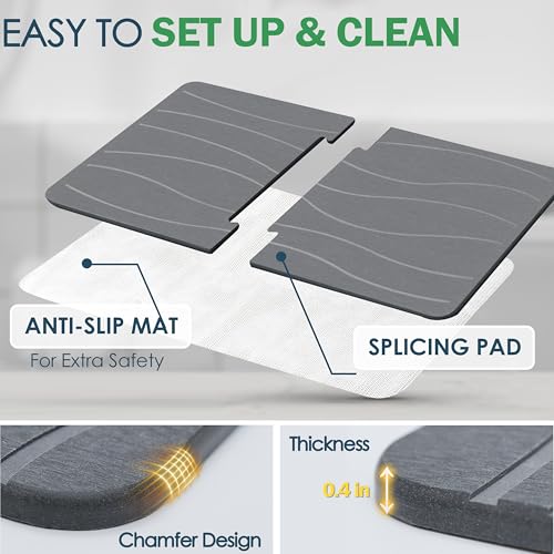 Extra Large Stone Bath Mat 32 x 20, Non Slip Quick Dry Diatomite, Dark Gray | Super absorbent surface, easy-care finish, includes non-slip pad, bathroom and dish-drying use - color: Extra Large Dark Gray