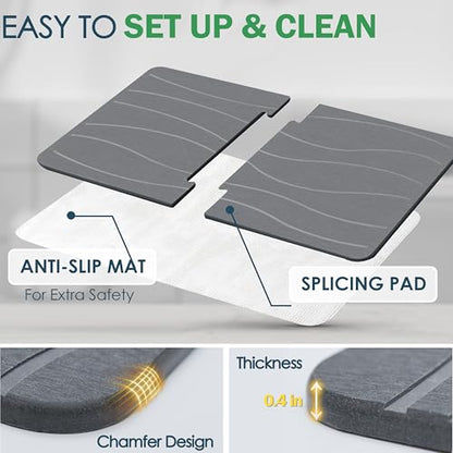 Extra Large Stone Bath Mat 32 x 20, Non Slip Quick Dry Diatomite, Dark Gray | Super absorbent surface, easy-care finish, includes non-slip pad, bathroom and dish-drying use - color: Extra Large Dark Gray