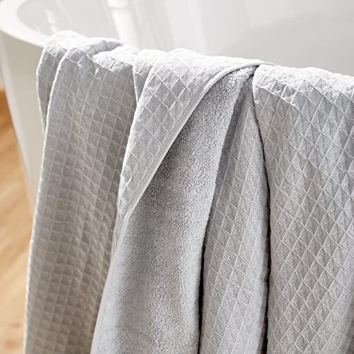 UCHINO Waffle Twist 6-Piece Cotton Towel Set Absorbent Quick Dry, Grey - color: Grey, size: Towel Set - 2 Bath, 2 Hand, 2 Washcloths