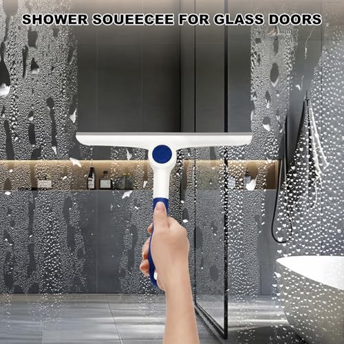Window Squeegee for Glass Doors，All-Purpose 9.7” Window Cleaning Squeegee, Handheld for Windows, Car Windshields & More，Blue (9.7" Window Squeegee)