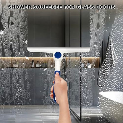Window Squeegee for Glass Doors，All-Purpose 9.7” Window Cleaning Squeegee, Handheld for Windows, Car Windshields & More，Blue (9.7" Window Squeegee)