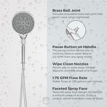 Pfister HydroFuse Handheld Shower Head, Hose Included, Magnetic Docking, 6-Function, 1.75 GPM, Polished Chrome Finish, 016WS2HFM01CC - color: Polished Chrome, size: 1.75 GPM