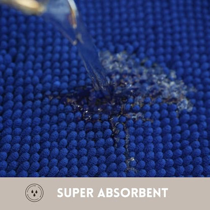 Bathroom Rugs Chenille, Extra Thick and Absorbent, Non-Slip, Machine Washable, Dry Quckily, Soft Cozy Plush, Used Under Shower Bathtub and Sink, Bath mat Sets Royal - color: Royal Blue, size: 20 x 32 inch + 20 x 20 inch (U-Shape)