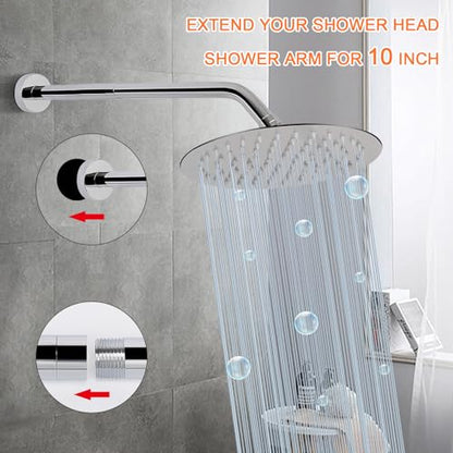 Shower Head Extension Arm, Shower Extender Water Outlet- Lowers Existing, Shower Pipe Extension for Bathroom, Made of Solid Metal Stainless Steel(8 Inch, Chrome Finish) - color: Chrome Finish, style: 8 Inch