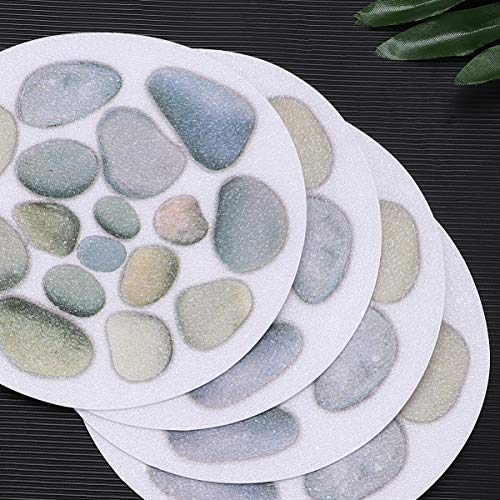 DOITOOL Bathroom Anti Slip Stickers 4 Pack 5.90X5.90 Inch Self-Adhesive Tub Safety Decals with Stone Pattern for Shower Bathtub and Wet Surfaces Prevention