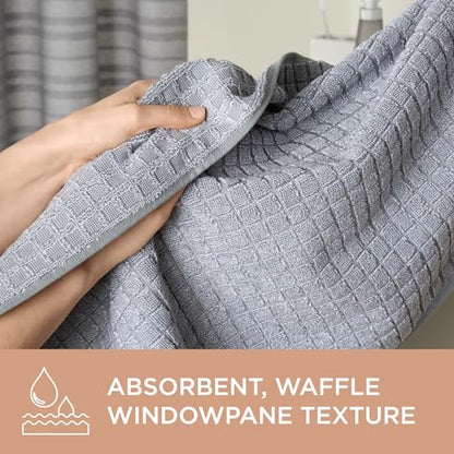 Town & Country Everyday 4-Piece Textured Windowpane Hand Towel Set, 20x30-Inch, 100% Cotton, Plush & Absorbent 550GSM, Grey - color: Grey