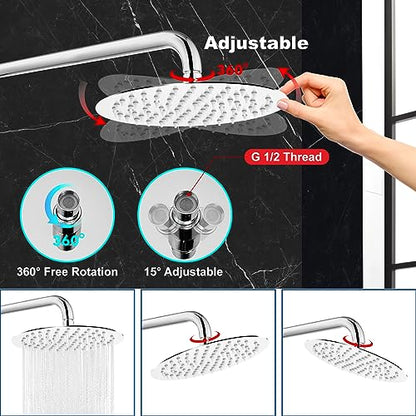 Midanya Round Rain Shower Head,High Pressure,Polish Chrome 6 Inch | 360°Swivel,Ceiling or Wall Mount,Waterfall Full Body Coverage,Bathroom Remodel,Stainless Steel Large Rainfall Shower Head - color: Chrome, size: 6 Inch