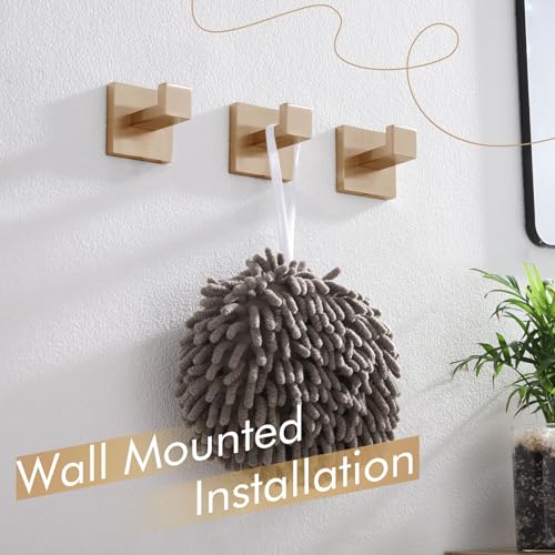KOKOSIRI Robe Hooks for Wall Bathroom Towel Hooks Coat Hook Kitchen Garage Heavy Duty Wall Mounted Champagne Bronze Stainless Steel, 3 Pack B1010CPG-P3 - color: Champagne Bronze, size: 3 Pack