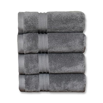 Milara Turkish Super-Plush Wash Cloths Set 4-Piece | Premium 100% Cotton Washcloths Absorbent, Durable with Hanging Loops | Anthracite (Dark Gray) Bath Washcloths, (13 x 13 Inch) - color: Anthracite (Dark Gray), size: Wash Cloth (4 Pcs) - 13" x 13"