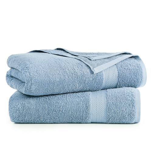 LANE LINEN Large Bath Sheet Soft Absorbent Quick Dry 2 Pack - Allure | Extra Large Bath Towels - Ring-Spun Durability, Generously Sized, Oversized & Roomy, Lightweight & Breathable - color: 06: Cerulean Blue, size: 2 Piece Bath Sheets