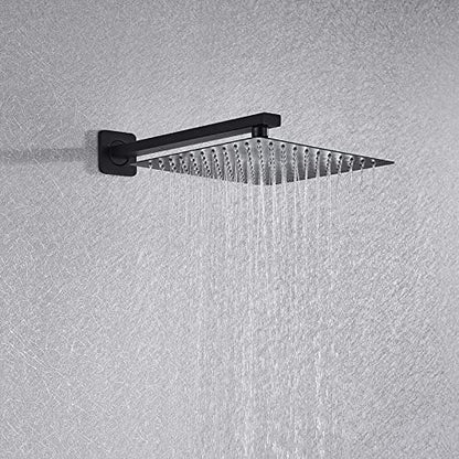 Shower System Thermostatic Concealed Shower Faucet Set Wall Mounted Matte Black Anti Scald Shower Combo Set with 6 Body Sprays with Hand Shower and Waterfall Rainfal,10 Inch - size: 10 Inch