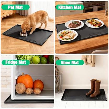 Aisslro Under Sink Mat 25" X 19", Waterproof Silicone Under Sink Mats for Kitchen, Anti-Leak Shelf Liner & Cabinet Protector with Raised Edge, [BPA Free] Bathroom Tray Home Organizer, Black | BPA-Free Raised-Edge Cabinet Protector & Leak Tray for Bathroom