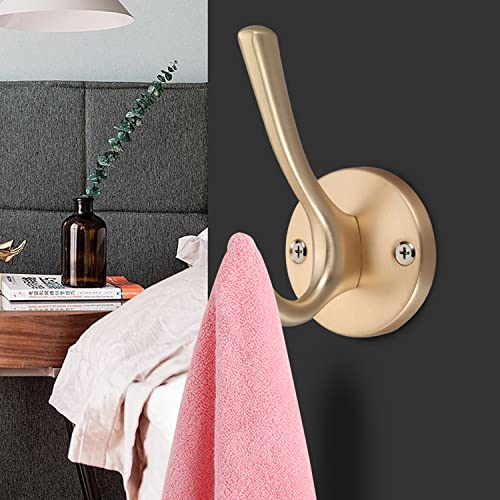 4 Pack Stainless Steel Wall Hooks, Bathroom Towel Hooks for Wall Mount | Rust resistant hooks with modern design. Ideal for hanging towels, robes, clothes and accessories in any room - color: Gold