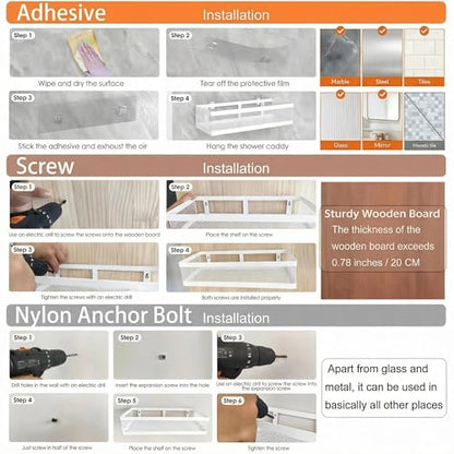 PUSDON 5-in-1 16.5" Extra Long Slim Wall Mount Wrapped Mesh Kitchen Organizer & Shower Caddy Kit, with Paper Towel Holder, Utensil Holder, Soap Dish, Holds 50LBS - White, Netting - color: White, size: 5-in-1 Full Mesh (16.5" Extra Long)