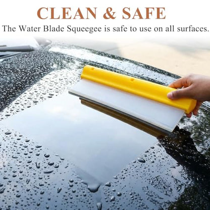 12" Silicone Car Squeegee, T-Bar Water Blade for Drying (Yellow) | Silicone Water Blade, Safe On Auto Paint & Glass. T-Shape, Non-Slip Handle For Fast Work. - color: Yellow