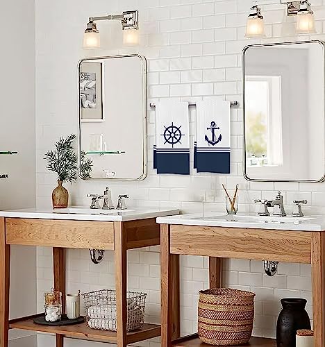 IWXYI Nautical Anchor Waffle Weave Bath/Beach Towels, Boat & Dish Towels 1624 Inches - Set of 2 - color: Beach 2towel