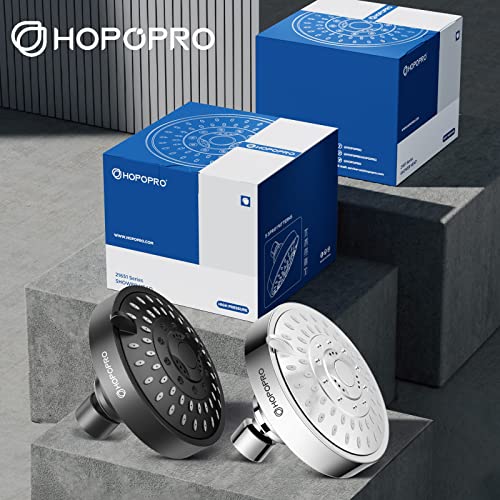 High Pressure Shower Head, HOPOPRO 5-Mode Fixed Showerhead, NBC Recommended | The Washington Post, NBC News, Today TV Show Recommended, Consumer Reports Tested High Flow Fixed Shower Head (4 Inch Silver) - color: Silver, style: 4 Inch Modern