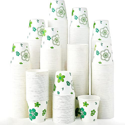 [300 Pack] Paper Cups, 3oz Disposable Bathroom Cups, Mouthwash Cups, Cold Disposable Drinking Cup for Party, Picnic, BBQ, Travel, and Event, Green Floral - color: JP-3-ZB01-300