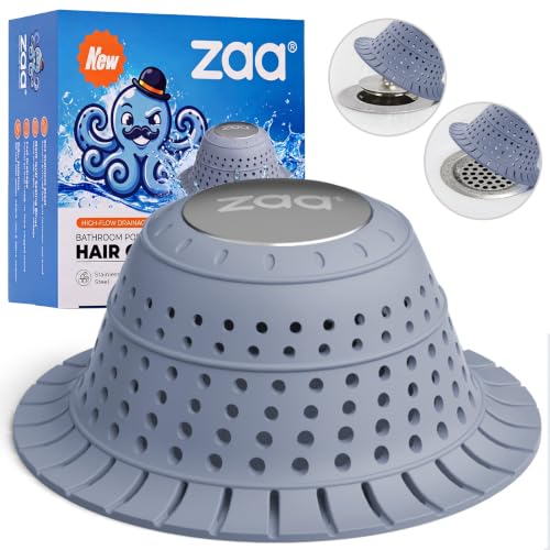 Bathtub Drain Strainer Silicone Bathroom Stopper Fixture Accessories | Light Blue Collapsible Shower Drain Hair Catcher for Pop Up Tubs, Traps Hair Before Clogs, Easy Clean for Bathroom Sinks - color: Lightblue, size: 1pack