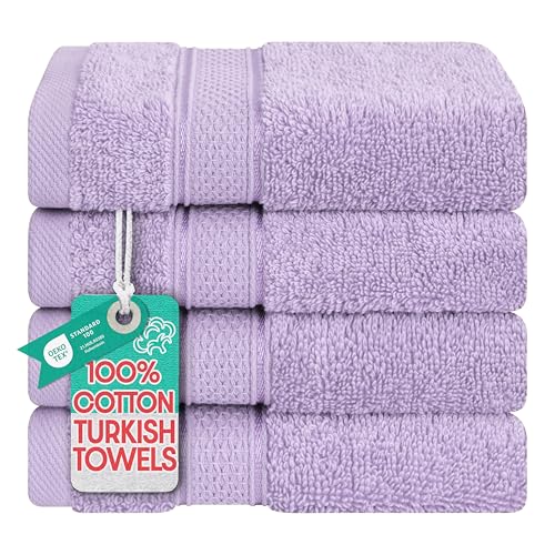American Soft Linen Salem Washcloth Sets, 4 Piece Luxury 600 GSM 100% Cotton Washcloths for Bathroom, 13x13 inches Washrags Premium Quality Hand Face Towels, Lilac - color: Lilac, size: 13x13"
