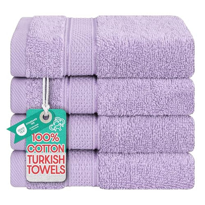 American Soft Linen Salem Washcloth Sets, 4 Piece Luxury 600 GSM 100% Cotton Washcloths for Bathroom, 13x13 inches Washrags Premium Quality Hand Face Towels, Lilac - color: Lilac, size: 13x13"