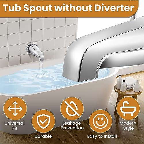 Dreyoo Tub Spout, Tub Faucet for Bathtub (Chrome,Without Diverter) | Bathroom Bathtub Faucet with Adapters, Hex Wrench, Universal Faucet for Bathtub Fits 1/2" Copper Pipe, 1/2" IPS and 3/5" IPS - color: Chrome, style: Without Diverter