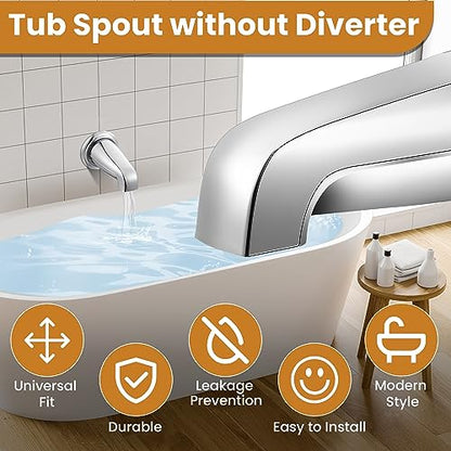 Dreyoo Tub Spout, Tub Faucet for Bathtub (Chrome,Without Diverter) | Bathroom Bathtub Faucet with Adapters, Hex Wrench, Universal Faucet for Bathtub Fits 1/2" Copper Pipe, 1/2" IPS and 3/5" IPS - color: Chrome, style: Without Diverter