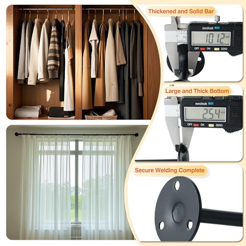 Alise Curtain Rod Holder Bracket 1''Dia,Closet Rod Holders Wall Mount,4 Pcs | Ceiling Mounted,Curtain Rod Flange Brackets,Ceiling Curtain Rods Brackets,for Bathroom Curtain,Stainless Steel,Black Finish - color: Matte Black, size: 25mm/1-Inch Dia.